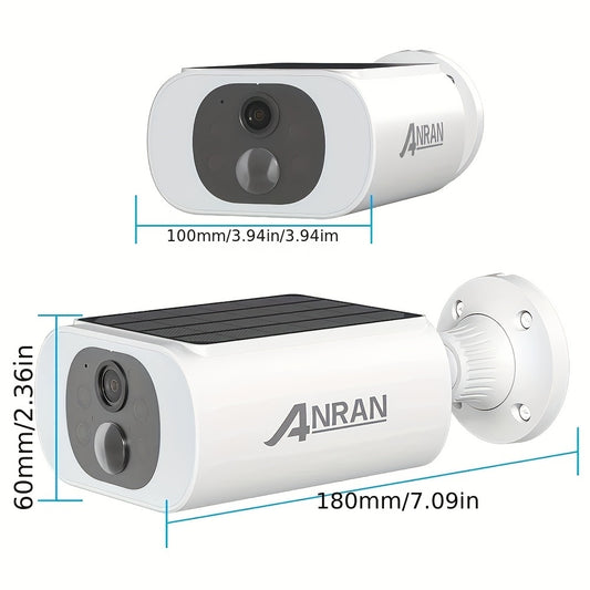 Caméra de sécurité solaire ANRAN 3MP sans fil extérieure, vision nocturne couleur, WiFi 2,4 GHz, panneau solaire intégré, communication bidirectionnelle, compatible avec Alexa