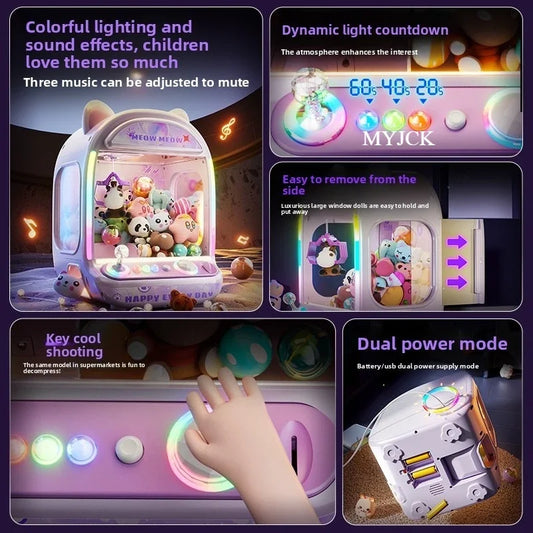 Machine à poupées automatique à monter soi-même, jeu de société pour enfants à pièces, mini-grue musicale, cadeau de Noël
