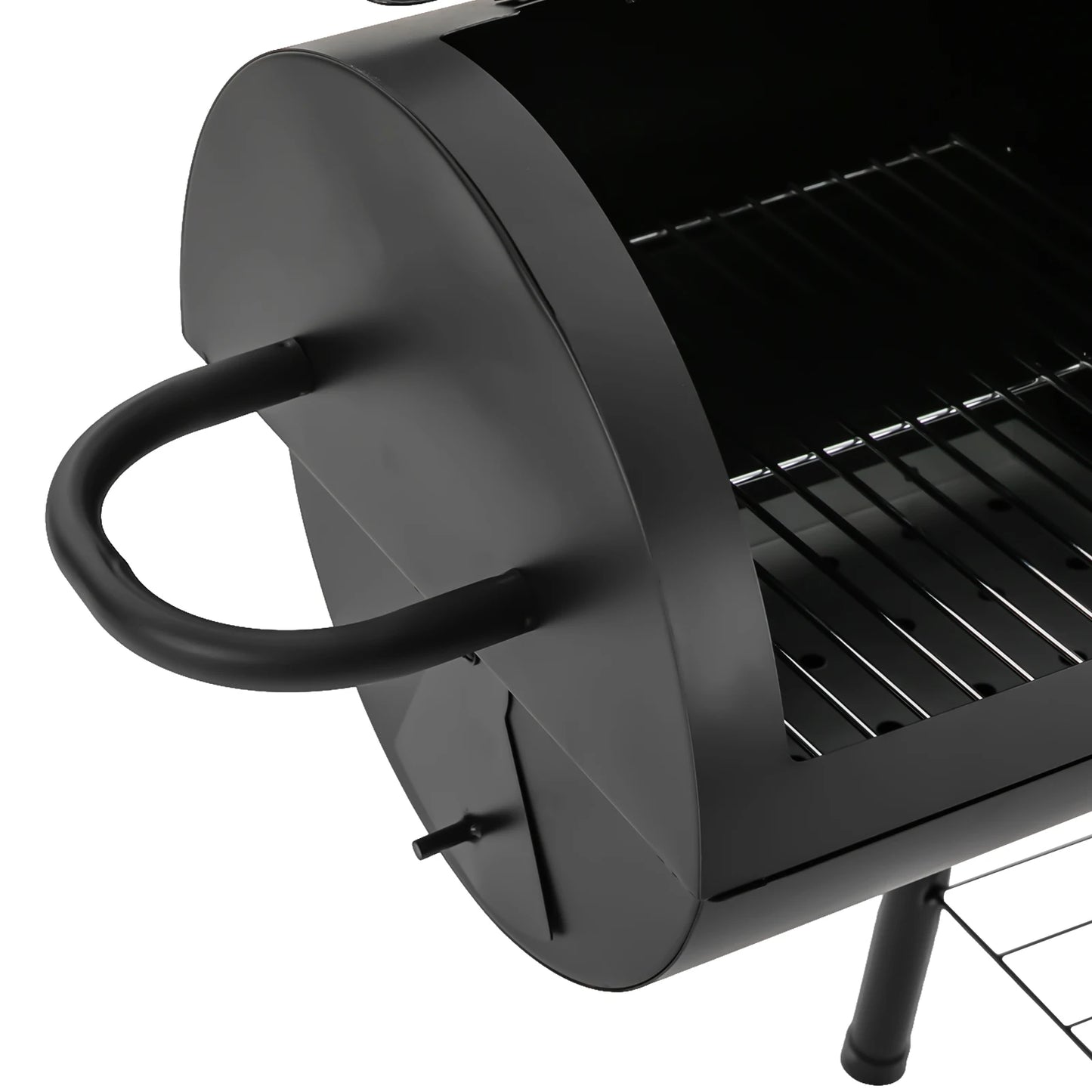 Barbecue à charbon de bois d'extérieur sur pied avec couvercle et roulettes, noir, pour jardin et camping, 147 x 70 x 126 cm