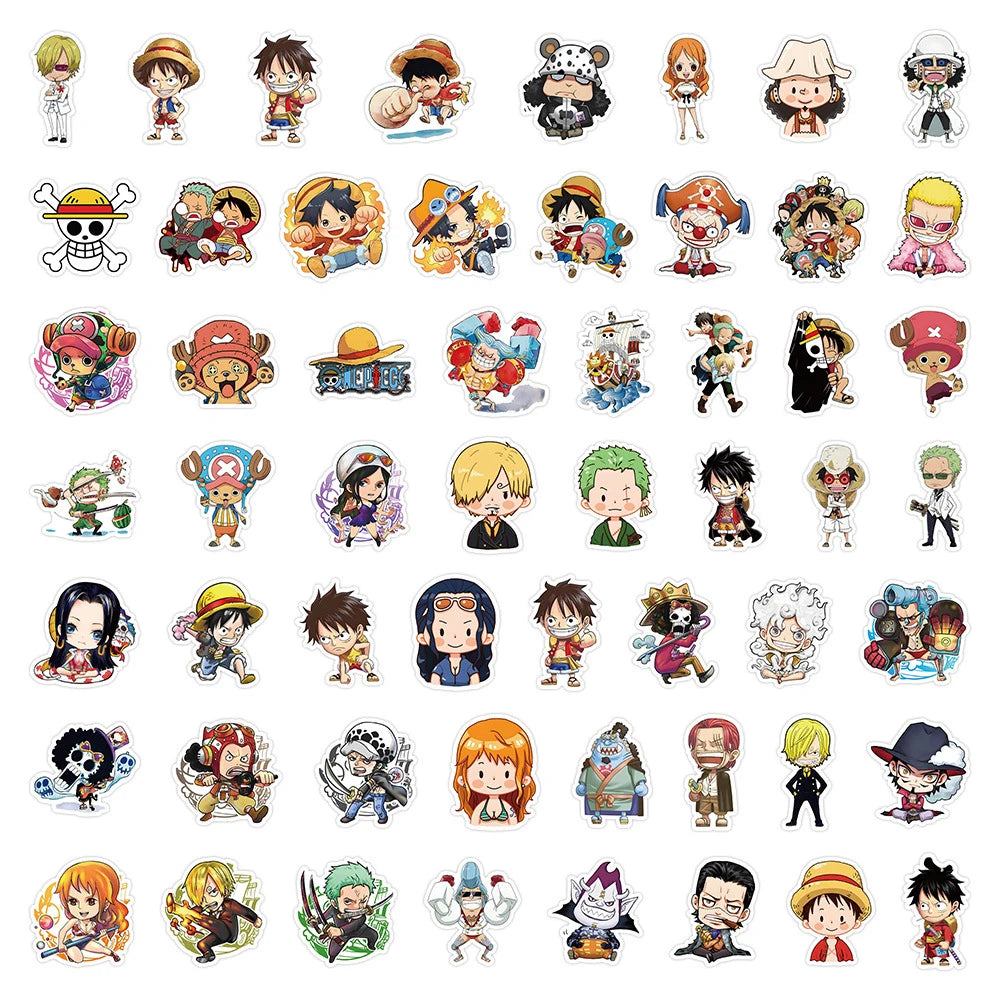 55 autocollants One Piece mignons de dessin animé pour personnalisé votre : skateboard, coque de téléphone, ordinateur portable, moto, imperméables, style anime.