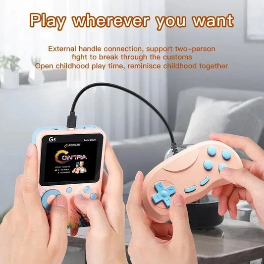 Console de jeux portable G5 avec 500 jeux rétro classiques, écran 3 pouces, manette de jeu portable, batterie rechargeable 1020 mAh, cadeau idéal pour les fêtes
