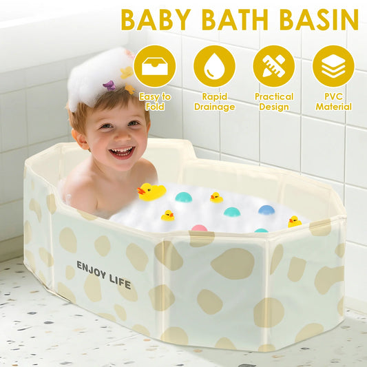 Baignoire pliable pour bébé, renforcée en PVC épais, avec valve de vidange.