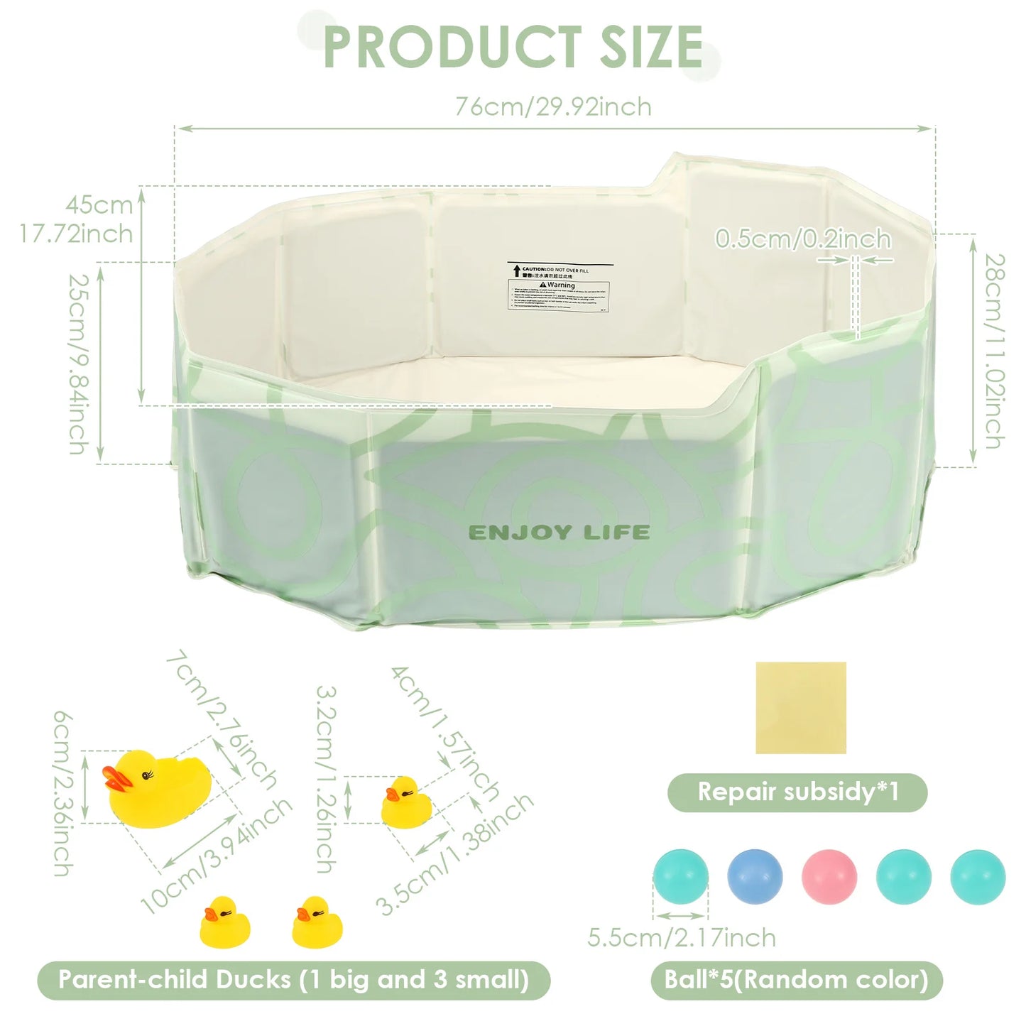 Baignoire pliable pour bébé, renforcée en PVC épais, avec valve de vidange.