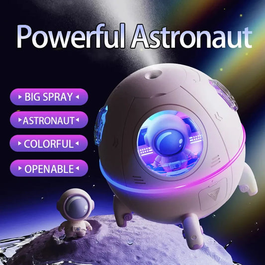 Humidificateur astronaute – Ambiance relaxante avec lumière LED.