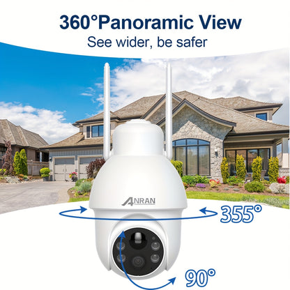 Caméra de surveillance HD 1296p solaire — Vision nocturne, détection de mouvement et rotation PTZ
