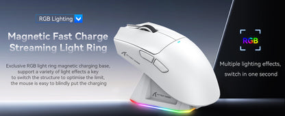 Souris gaming ATTACK SHARK X11, station de charge magnétique, capteur gaming PixArt PAW3311, 22 000 DPI, Bluetooth/2,4 GHz, sans fil/filaire