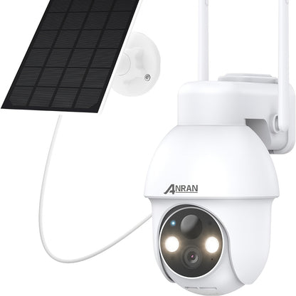 Caméra de surveillance HD 1296p solaire — Vision nocturne, détection de mouvement et rotation PTZ