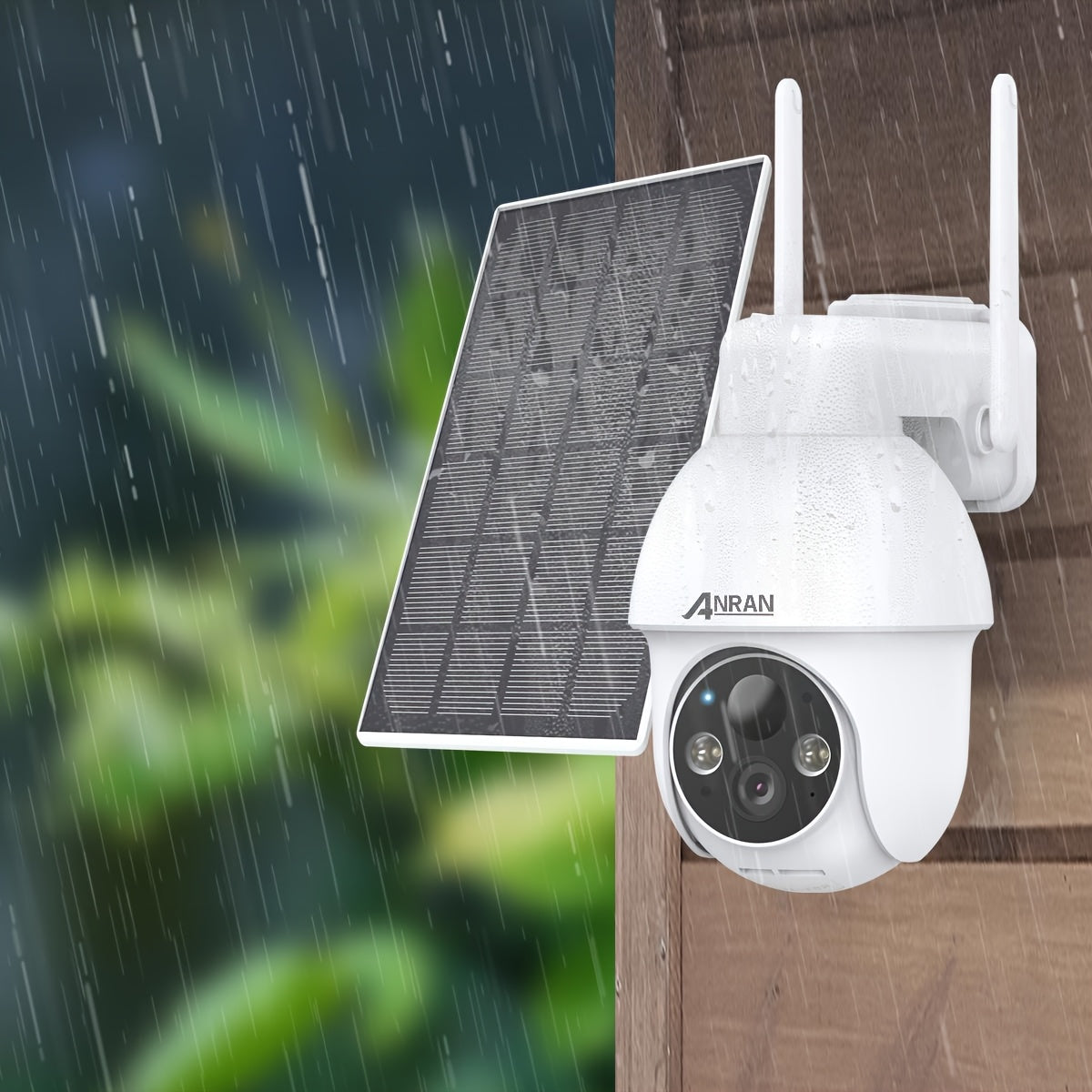 Caméra de surveillance HD 1296p solaire — Vision nocturne, détection de mouvement et rotation PTZ