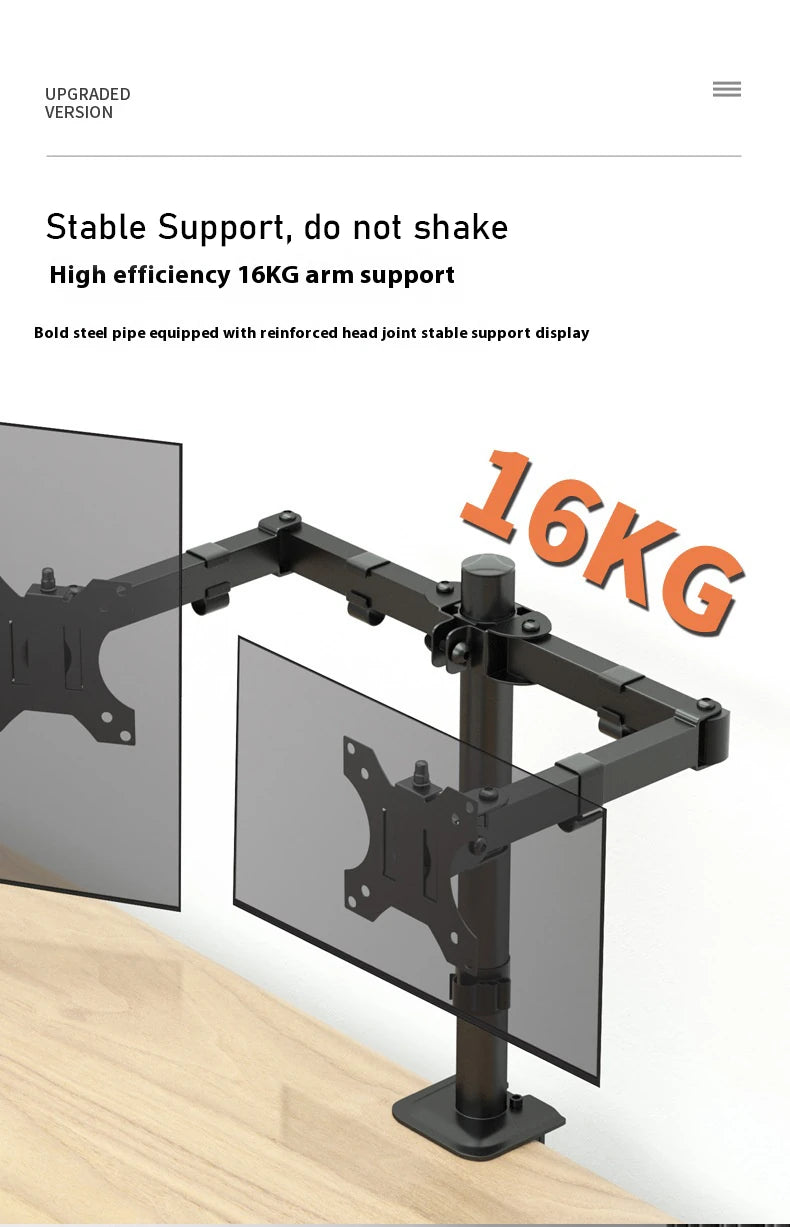 Support double écrans à double bras MS02N, rotation à 360° pour télévision ou écrans d'ordinateur de bureau de 10 à 30 pouces, hauteur réglable
