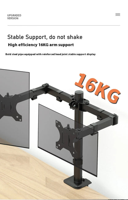 Support double écrans à double bras MS02N, rotation à 360° pour télévision ou écrans d'ordinateur de bureau de 10 à 30 pouces, hauteur réglable