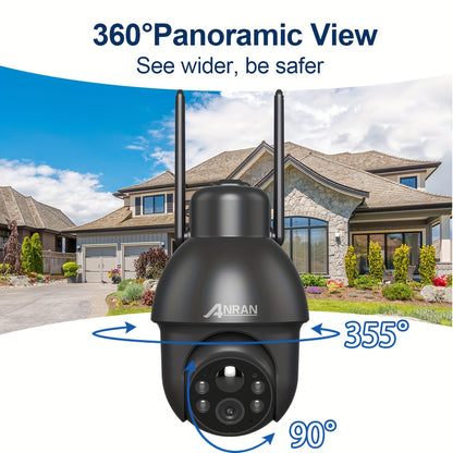 Caméra de surveillance HD 1296p solaire — Vision nocturne, détection de mouvement et rotation PTZ