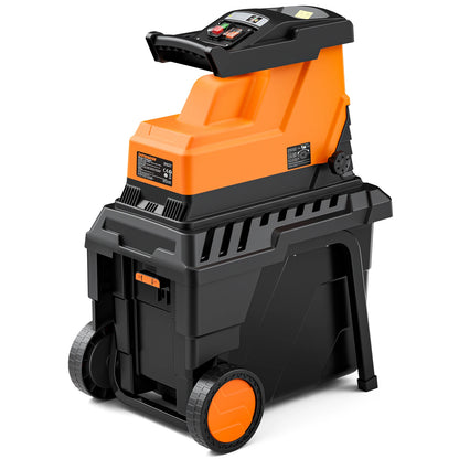 Broyeur de branches DOVAMAN, moteur sans balais de 2500 W, rouleau à 8 dents, broie les branches sèches jusqu'à 40 mm, bac de 55 L, protection contre les surcharges