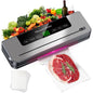 Machine de mise sous vide électrique pour la conservation des aliments : bouton tactile, fonction sèche/humide, coupe-aliments intégré, idéale pour la cuisine.