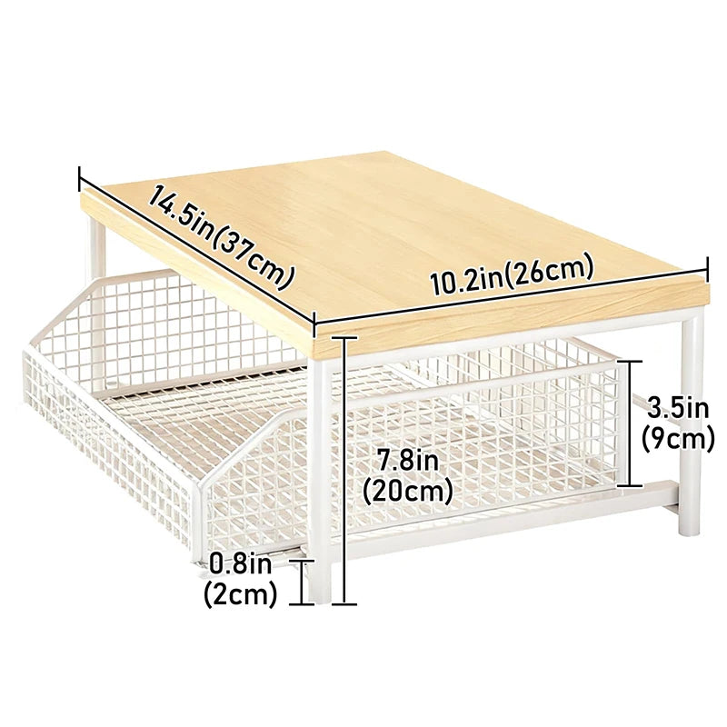 Organisateur de comptoir de cuisine – Étagère multifonction pour micro-ondes, épices, machine à café et imprimante.