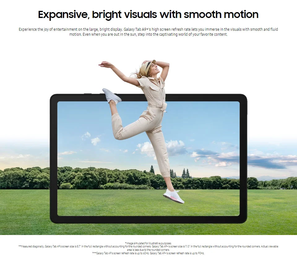 Samsung Galaxy Tab A9+ 4GB 64GB, 2.2GHz Octa-core 11” TFT 90 Hz LCD Display 8MP Camera, 7040 mAh Battery Android