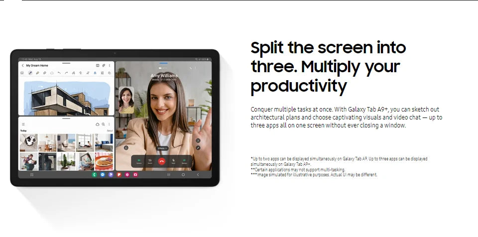 Samsung Galaxy Tab A9+ 4GB 64GB, 2.2GHz Octa-core 11” TFT 90 Hz LCD Display 8MP Camera, 7040 mAh Battery Android
