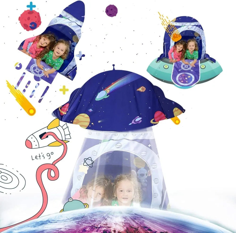 Tente de jeu fusée pour enfants, grande tente de jeu d'intérieur et d'extérieur pour garçons et filles.