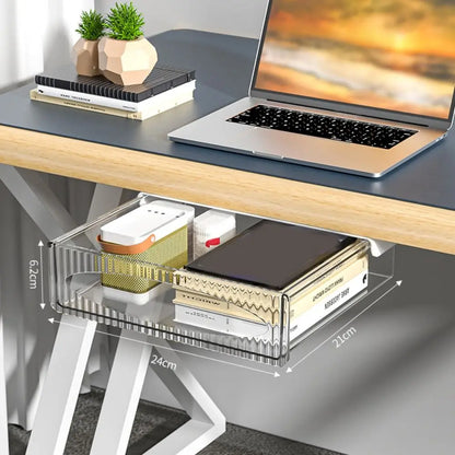 Étagère de rangement invisible, boîte de rangement coulissante à suspendre sous le Bureau, Table ou tiroir de grande capacité.