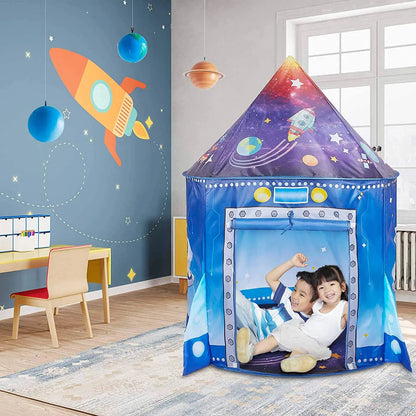 Tente de jeu fusée pour enfants, grande tente de jeu d'intérieur et d'extérieur pour garçons et filles.