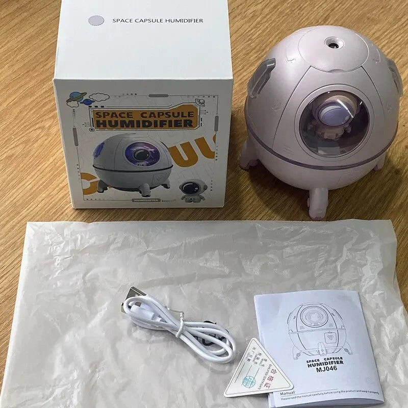 Humidificateur astronaute – Ambiance relaxante avec lumière LED.