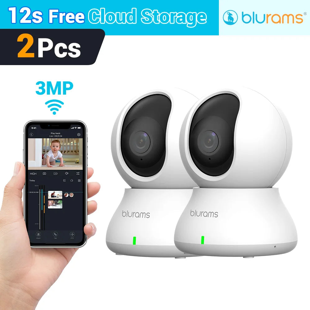 Caméra de surveillance pour bébé 2K HD avec détection de mouvement et audio bidirectionnel, installation facile, image nette de jour comme de nuit.