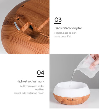Diffuseur d’huiles essentielles 500ml – Ambiance relaxante à la maison.