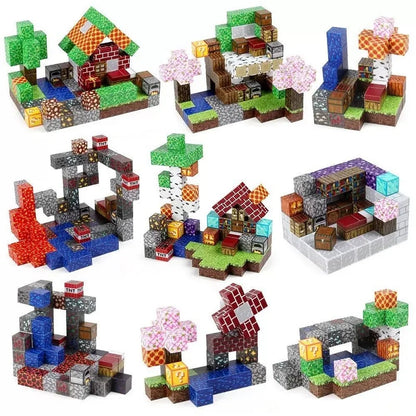 Jeu de construction magnétique minecraft, ensemble complet de blocs de construction à assembler soi-même pour enfants, jeux de construction sur table.