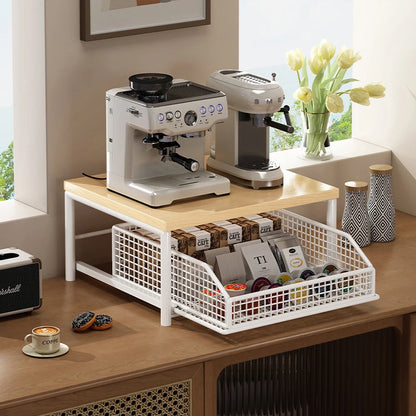 Organisateur de comptoir de cuisine – Étagère multifonction pour micro-ondes, épices, machine à café et imprimante.