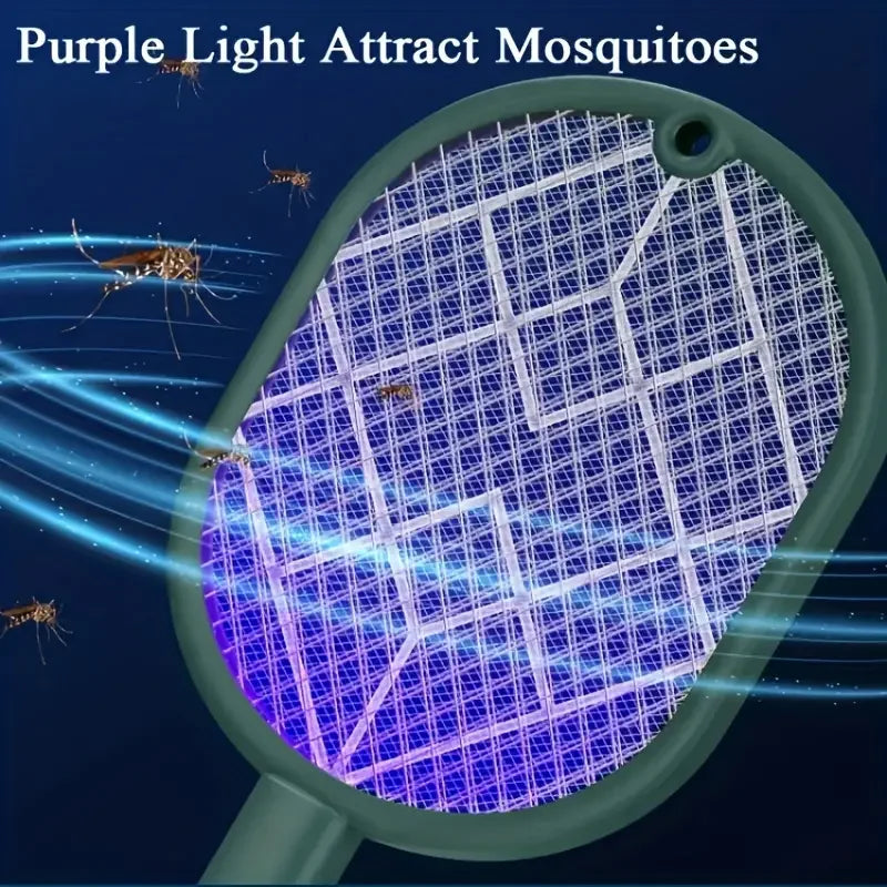 Lampe ou Raquette (Dépend de votre façons d'utilisation) anti-moustiques électrique rechargeable USB, deux en un : répulsif anti-moustiques et tapette à mouches.