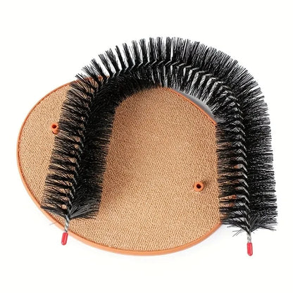 Arche de toilettage pour chat avec brosse auto-massage et griffoir intégré