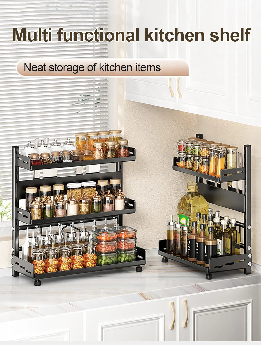 Organisateur à épices modulable — Étagère de rangement cuisine compacte et réglable