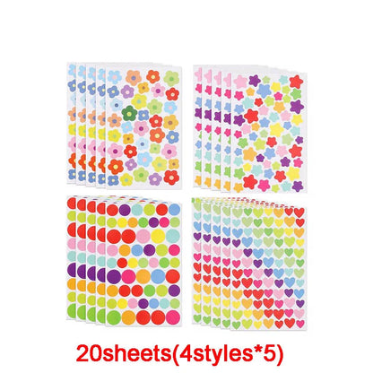 10 à 40 feuilles d'autocollants de récompense pour enfants : fleurs colorées, étoiles, cœurs, points. Idéal pour tableau de comportement, scrapbooking et fournitures scolaires pour enseignants.
