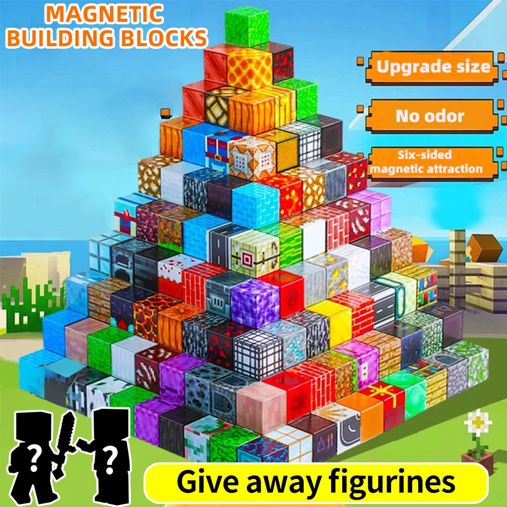 Jeu de construction magnétique minecraft, ensemble complet de blocs de construction à assembler soi-même pour enfants, jeux de construction sur table.