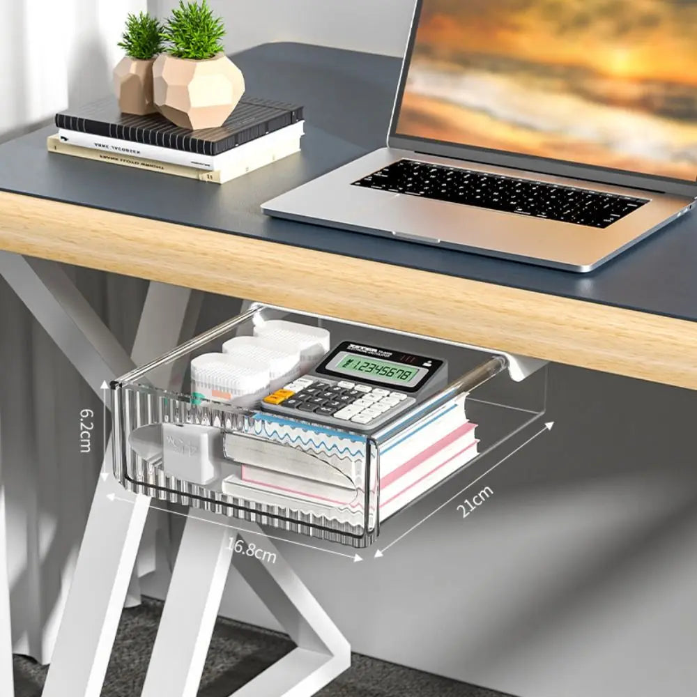 Étagère de rangement invisible, boîte de rangement coulissante à suspendre sous le Bureau, Table ou tiroir de grande capacité.