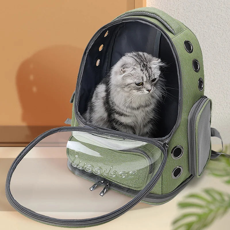 Sac à dos capsule transparent pour chat et petit chien — Confort & visibilité