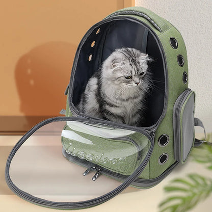 Sac à dos capsule transparent pour chat et petit chien — Confort & visibilité