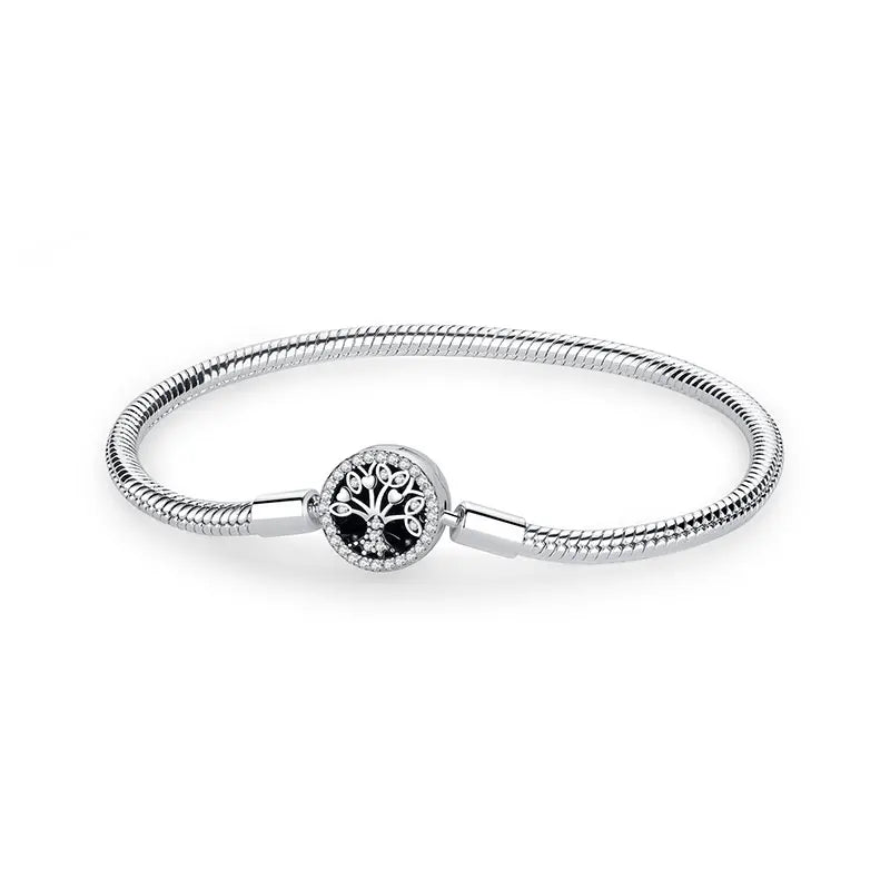 Bracelet jonc en argent 925 avec breloque cœur — Élégance intemporelle
