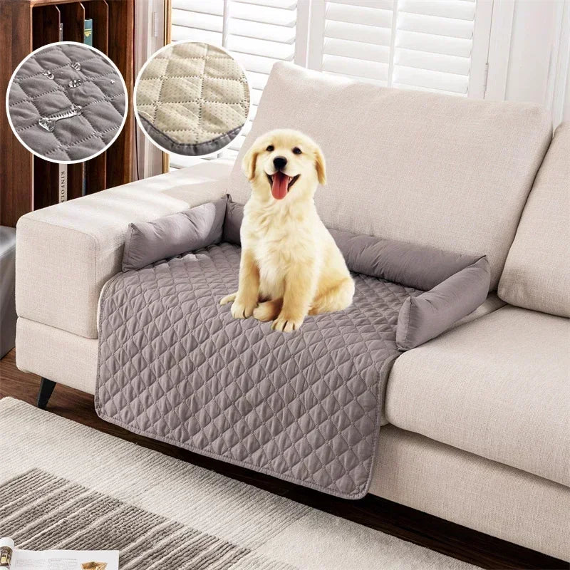 Tapis de canapé imperméable pour animaux de compagnie, à carreaux, grand format, avec coussin pour la nuque, housse antidérapante pour canapé pour chien et chat.