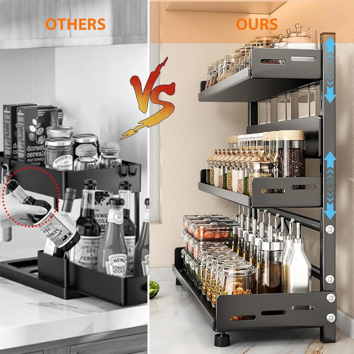 Organisateur à épices modulable — Étagère de rangement cuisine compacte et réglable