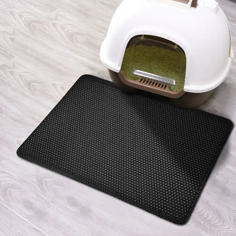 Tapis de litière double couche pour chat — Étanche, antidérapant et facile à nettoyer