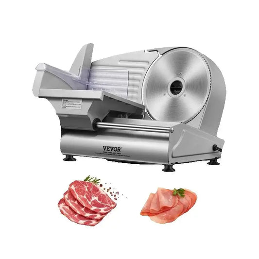 Trancheuse à viande électrique SucceBuy, lame et protège-lame en acier inoxydable SUS 420, épaisseur réglable pour usage maison.