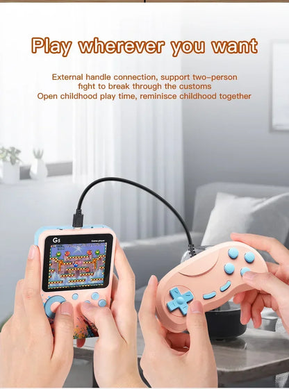 Console de jeux portable G5 avec 500 jeux rétro classiques, écran 3 pouces, manette de jeu portable, batterie rechargeable 1020 mAh, cadeau idéal pour les fêtes