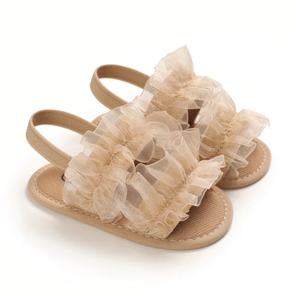 Sandales décontractées d’été avec thème doré chaussures de bébé fille à la mode, chaussures de marche confortables antidérapantes pour bébé.