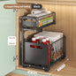 Organisateur de placard coulissant à 2 niveaux, étagère de rangement de cuisine réglable, organisateur sous évier, étagère de rangement pour pots à épices, tiroir coulissant