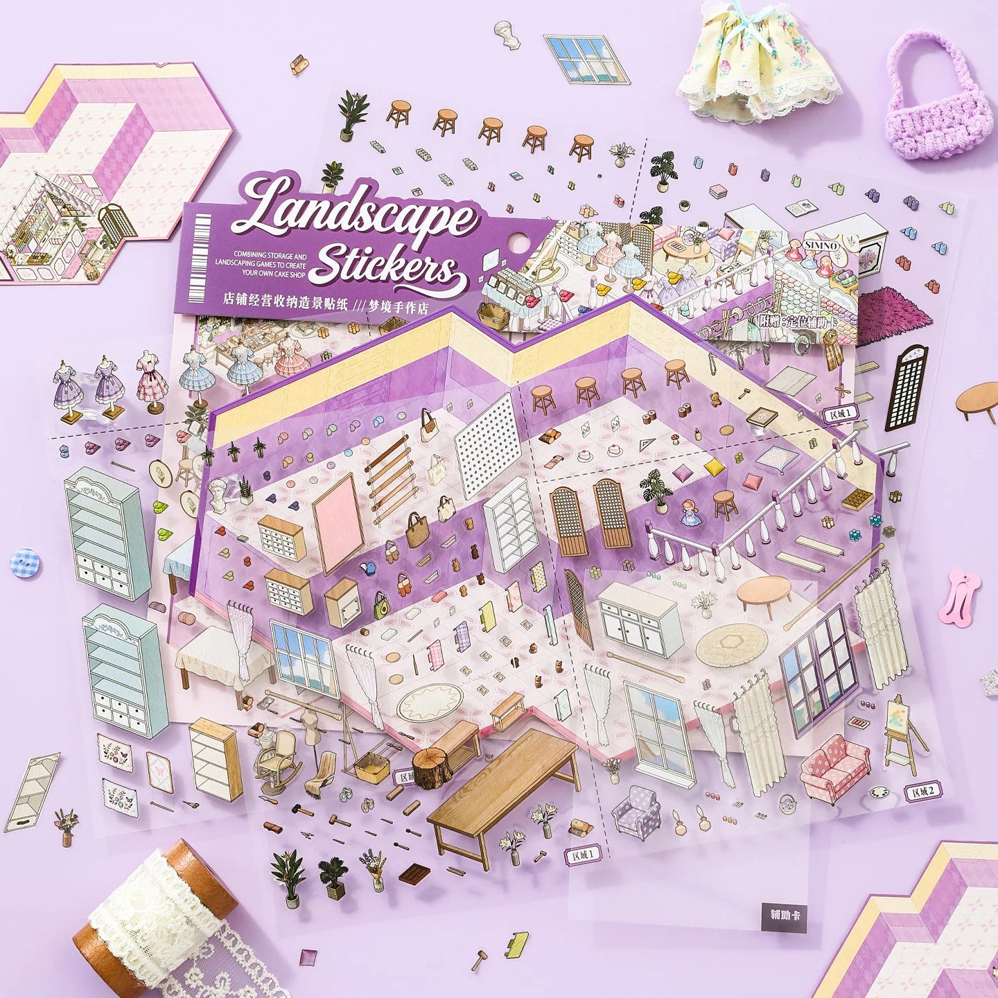 Stickers scène miniature 3D — Kit créatif décoratif DIY