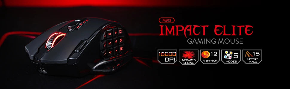 Souris gaming Redragon M913 – 16 000 DPI, RGB, 16 boutons.