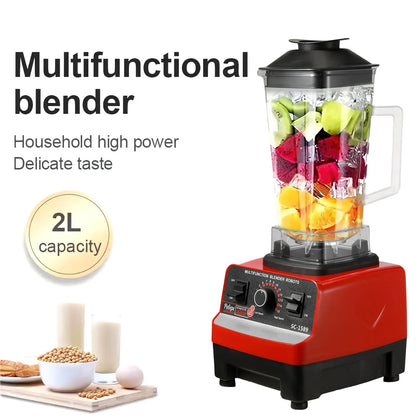 Mixeur électrique 2 en 1 2000 W haute puissance, robuste et professionnel, pour smoothies et autres préparations culinaires.