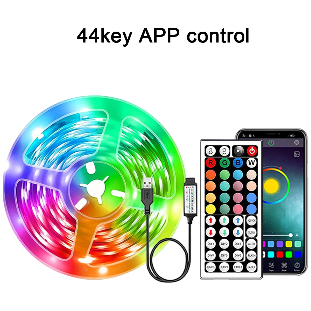 Bande LED RGB multicolore — Éclairage d’ambiance personnalisable avec télécommande