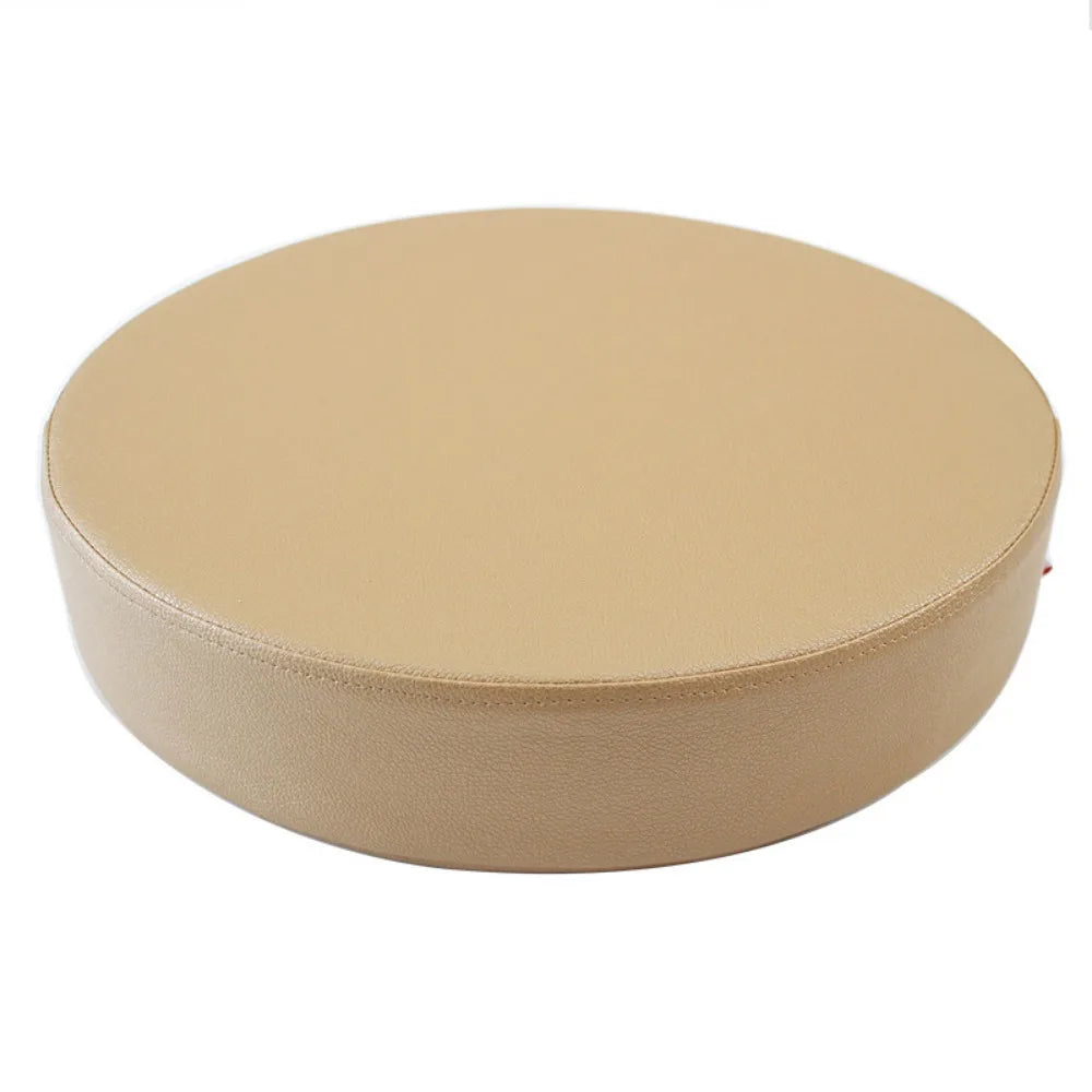 Coussin rond pratique en cuir, épais et doux, rembourré, lavable et imperméable.