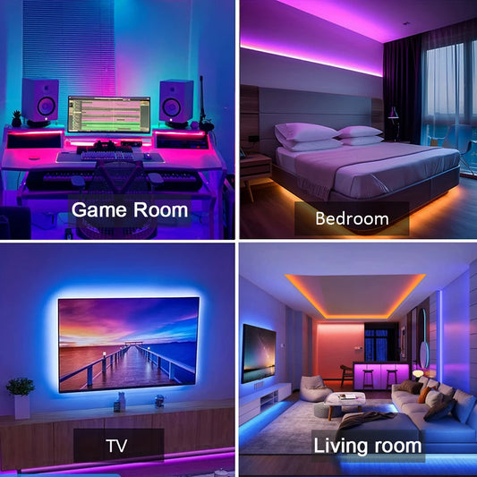 Bande LED RGB de 0.5m à 30m pour éclairage d'ambiance avec application de contrôle - Pour la décoration de chambre, voiture, garage…